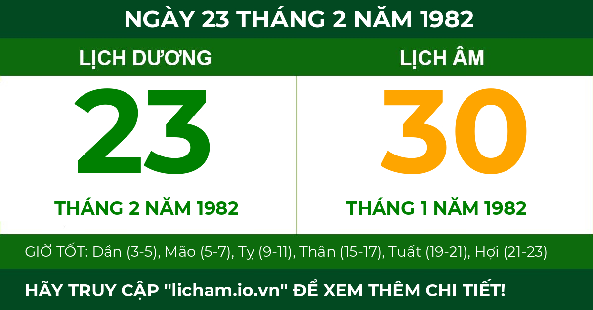 lịch âm ngày 23 tháng 2 năm 1982