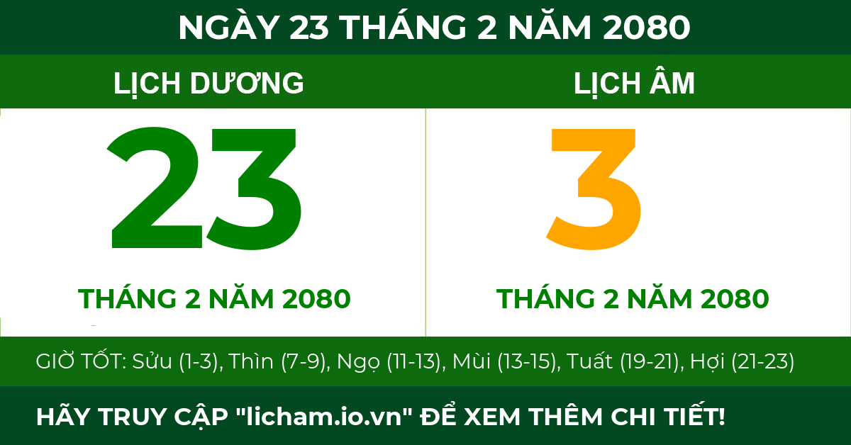 lịch âm ngày 23 tháng 2 năm 2080