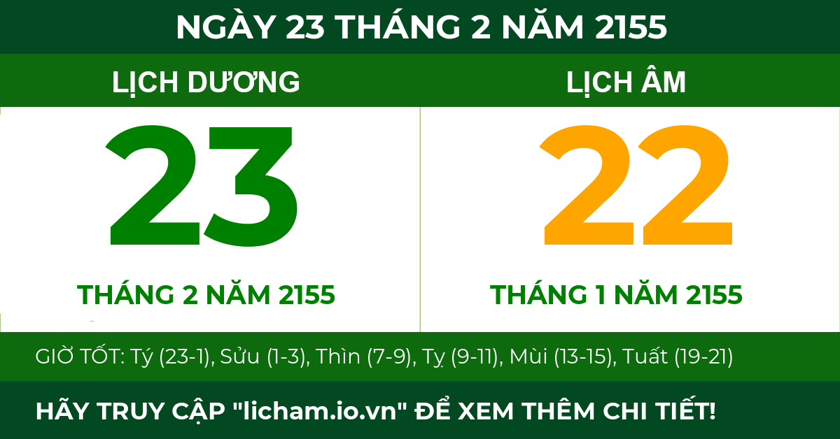 lịch âm ngày 23 tháng 2 năm 2155