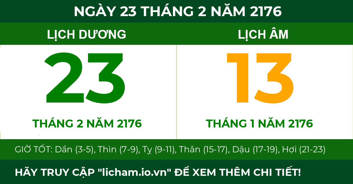 lịch âm ngày 23 tháng 2 năm 2176