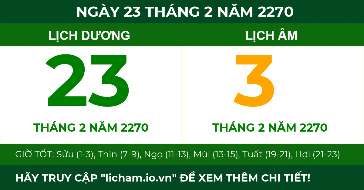 lịch âm ngày 23 tháng 2 năm 2270