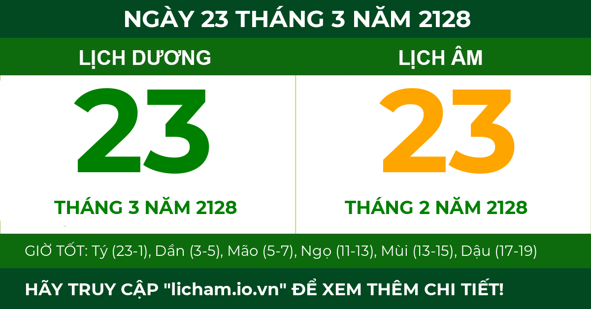 lịch âm ngày 23 tháng 3 năm 2128