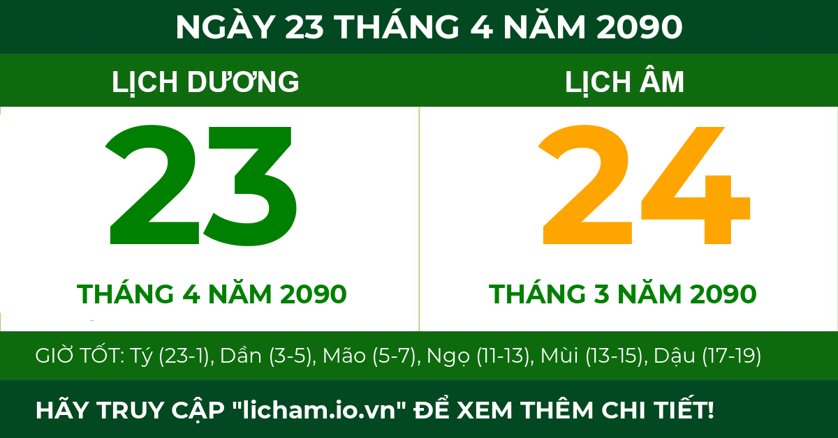 lịch âm ngày 23 tháng 4 năm 2090