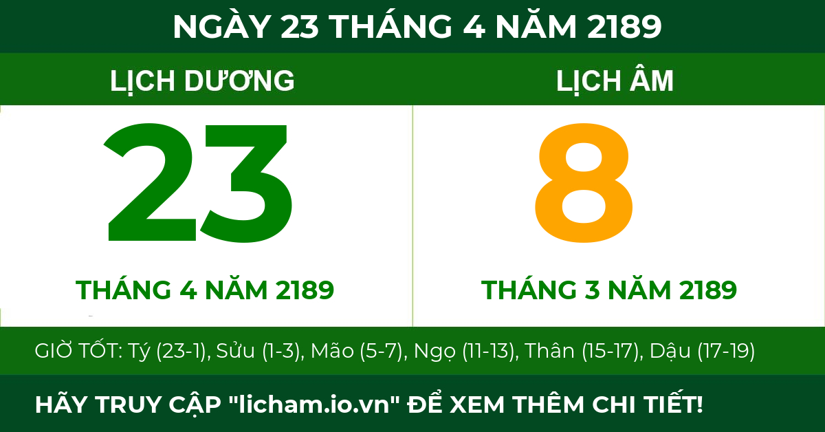 lịch âm ngày 23 tháng 4 năm 2189