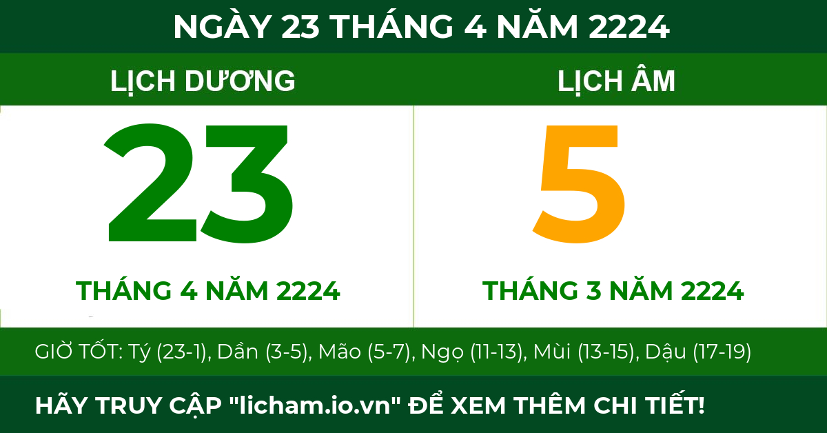 lịch âm ngày 23 tháng 4 năm 2224