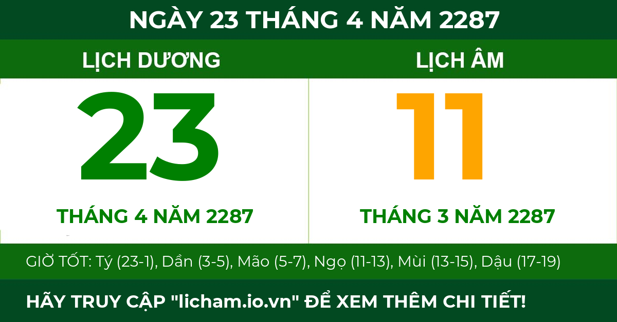 lịch âm ngày 23 tháng 4 năm 2287