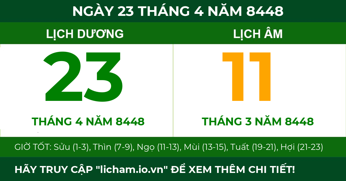 lịch âm ngày 23 tháng 4 năm 8448
