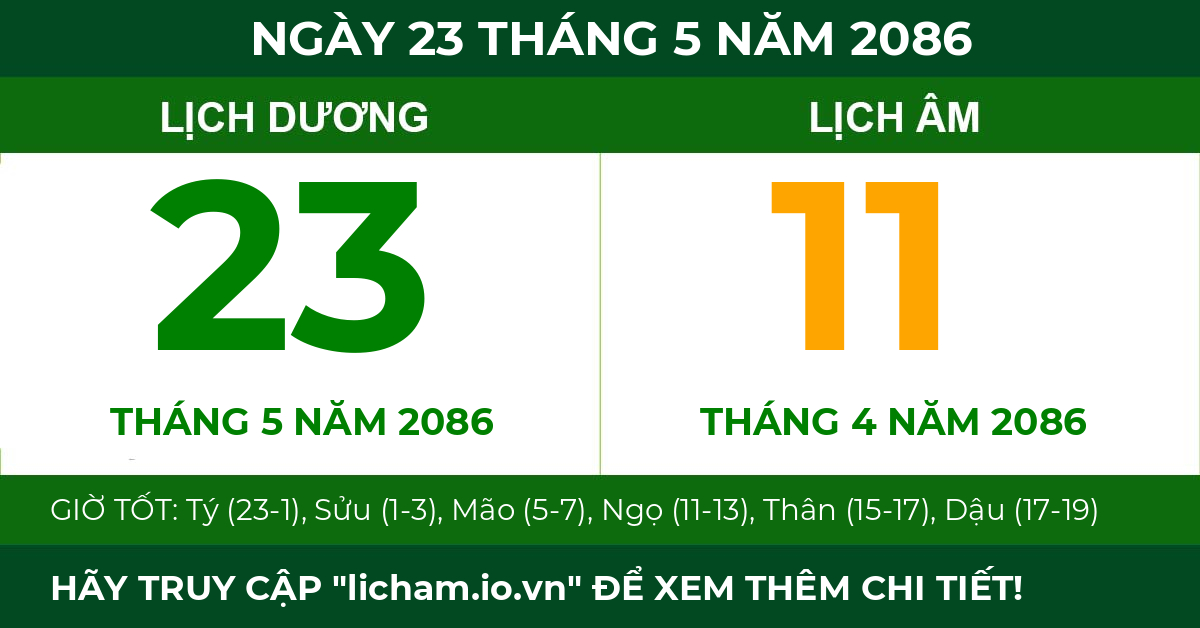 lịch âm ngày 23 tháng 5 năm 2086