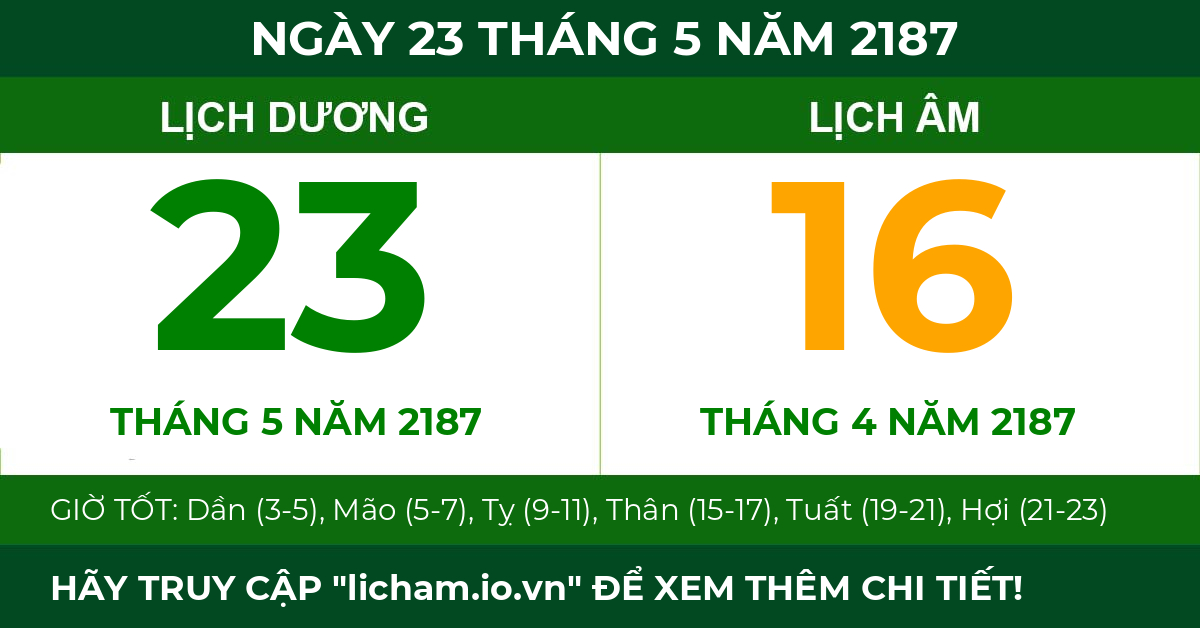 lịch âm ngày 23 tháng 5 năm 2187