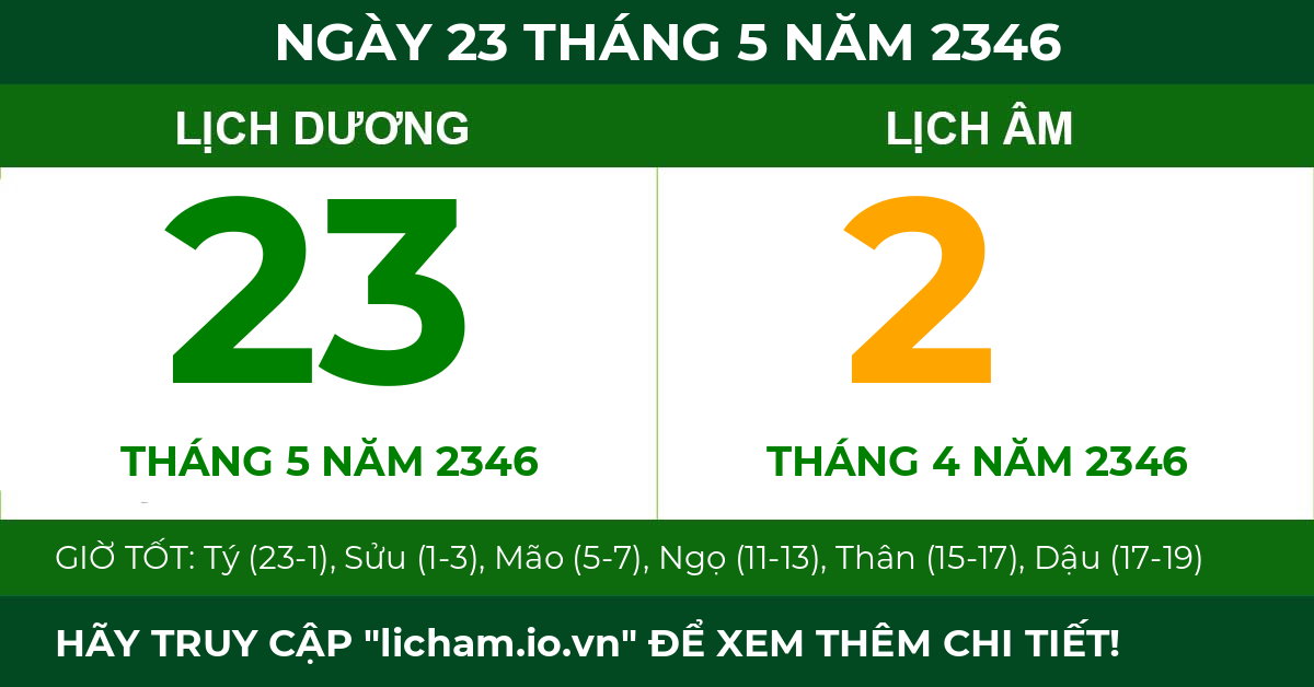 lịch âm ngày 23 tháng 5 năm 2346