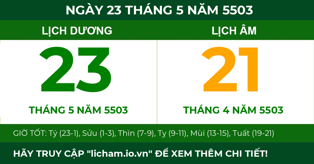 lịch âm ngày 23 tháng 5 năm 5503