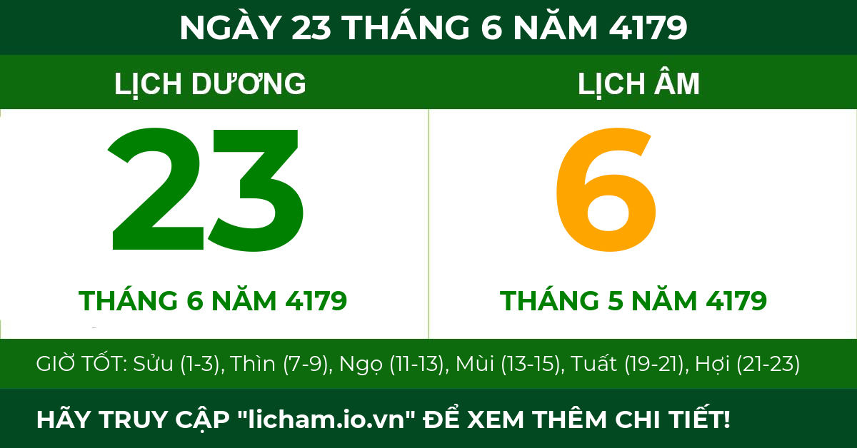 lịch âm ngày 23 tháng 6 năm 4179