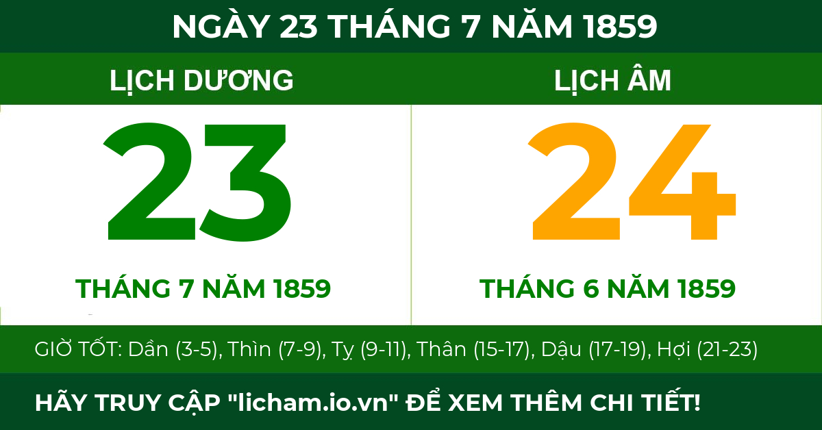 lịch âm ngày 23 tháng 7 năm 1859