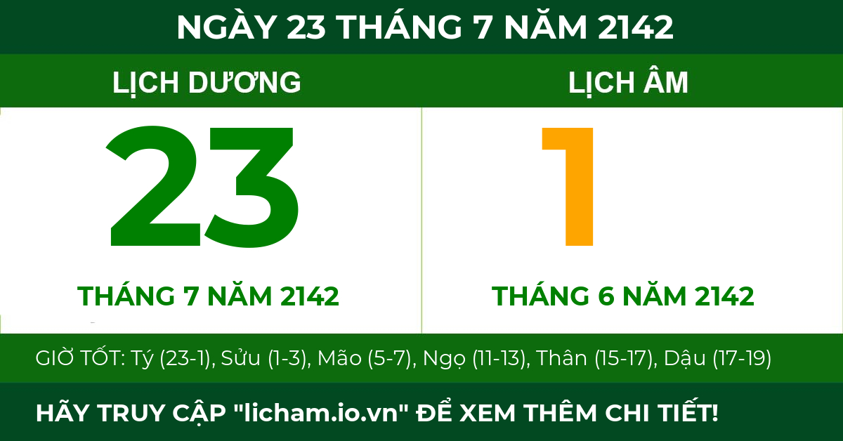 lịch âm ngày 23 tháng 7 năm 2142