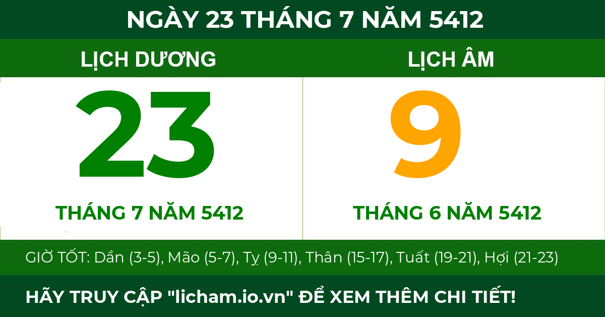lịch âm ngày 23 tháng 7 năm 5412