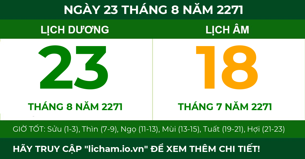 lịch âm ngày 23 tháng 8 năm 2271