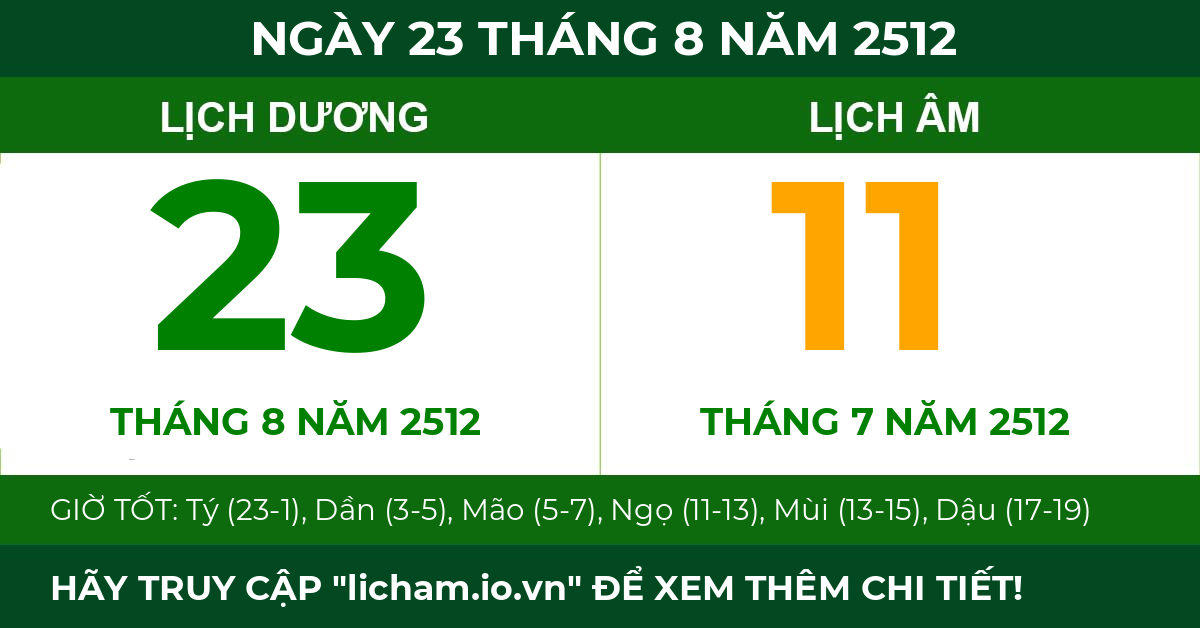 lịch âm ngày 23 tháng 8 năm 2512