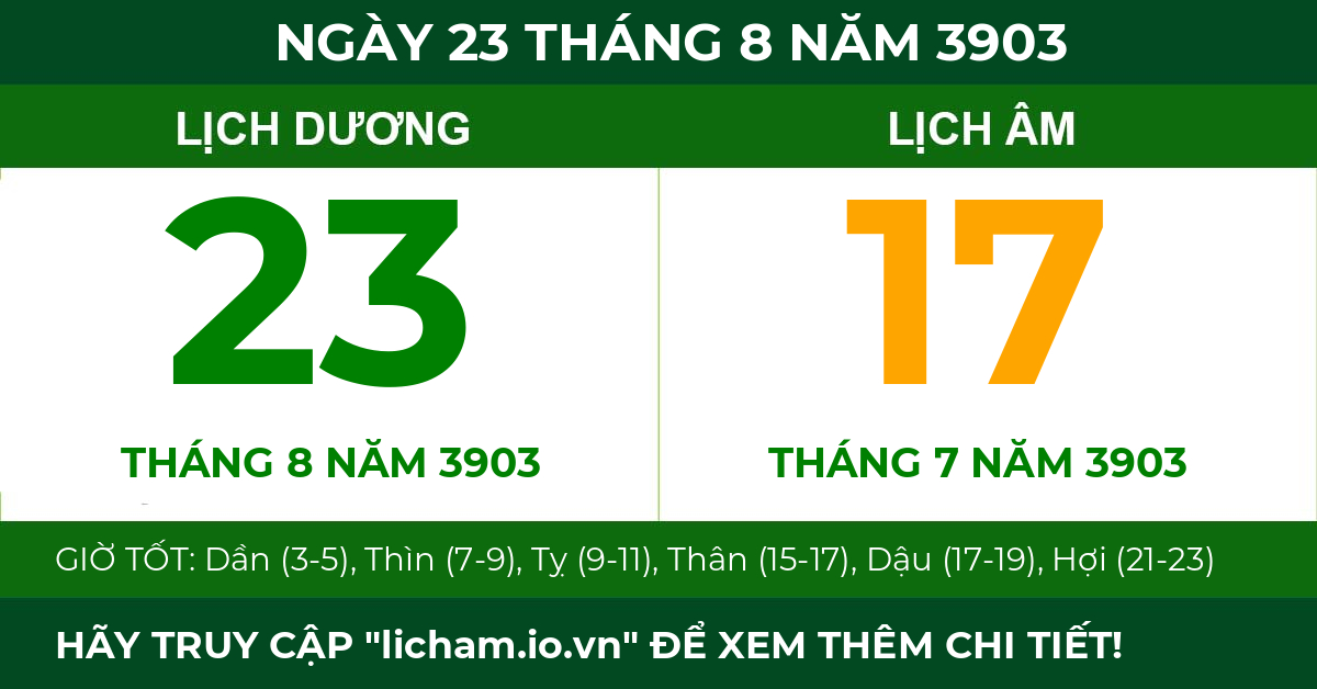 lịch âm ngày 23 tháng 8 năm 3903