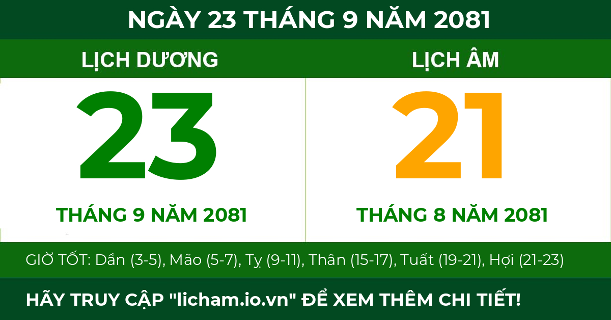 lịch âm ngày 23 tháng 9 năm 2081