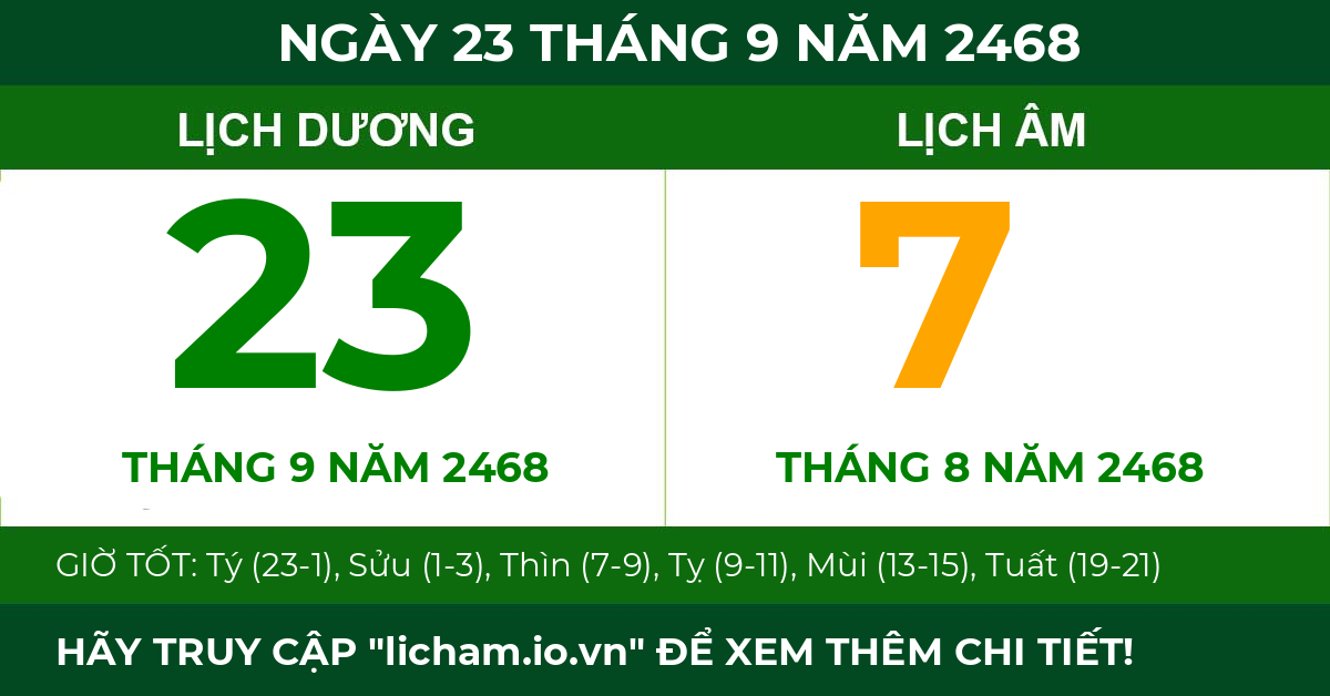 lịch âm ngày 23 tháng 9 năm 2468