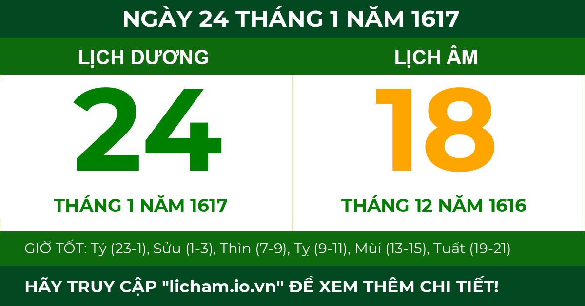 lịch âm ngày 24 tháng 1 năm 1617