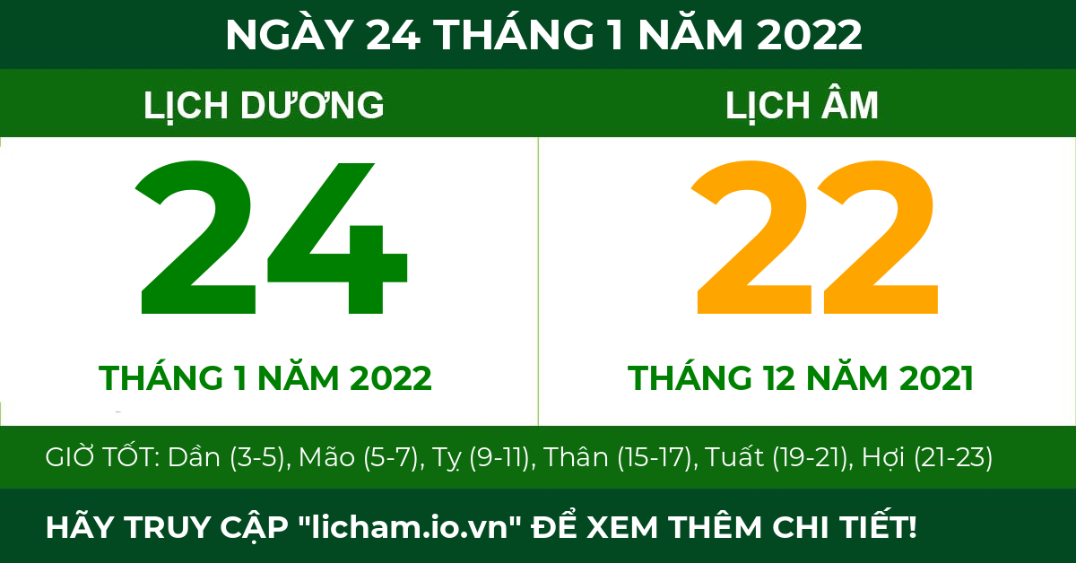 lịch âm ngày 24 tháng 1 năm 2022