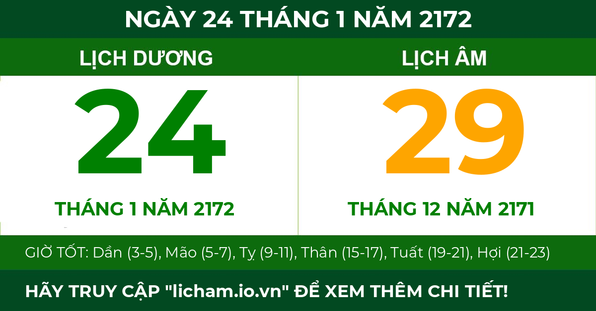 lịch âm ngày 24 tháng 1 năm 2172