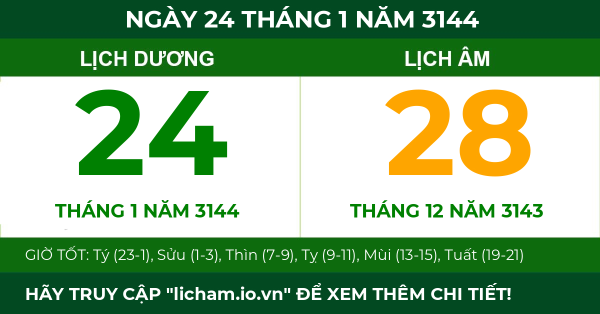 lịch âm ngày 24 tháng 1 năm 3144