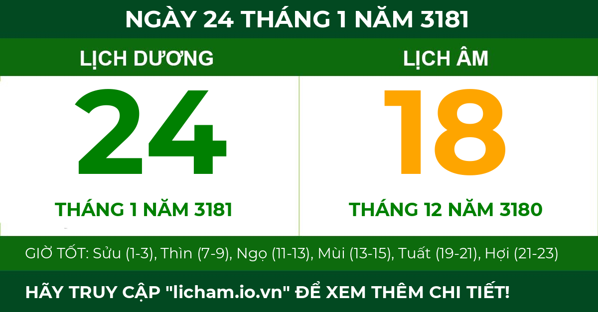 lịch âm ngày 24 tháng 1 năm 3181