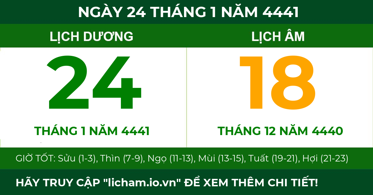 lịch âm ngày 24 tháng 1 năm 4441