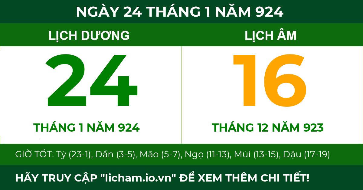 lịch âm ngày 24 tháng 1 năm 924