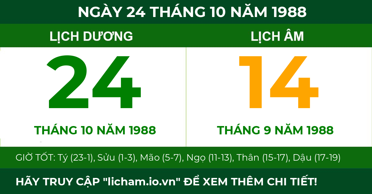 lịch âm ngày 24 tháng 10 năm 1988