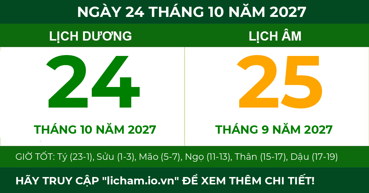 lịch âm ngày 24 tháng 10 năm 2027