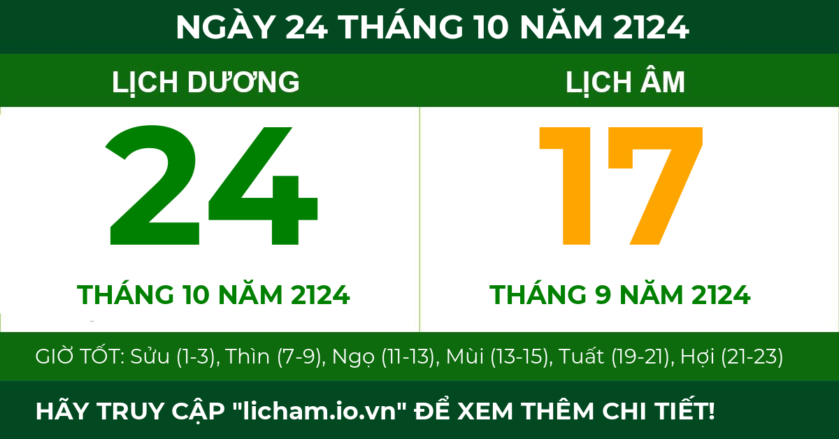 lịch âm ngày 24 tháng 10 năm 2124