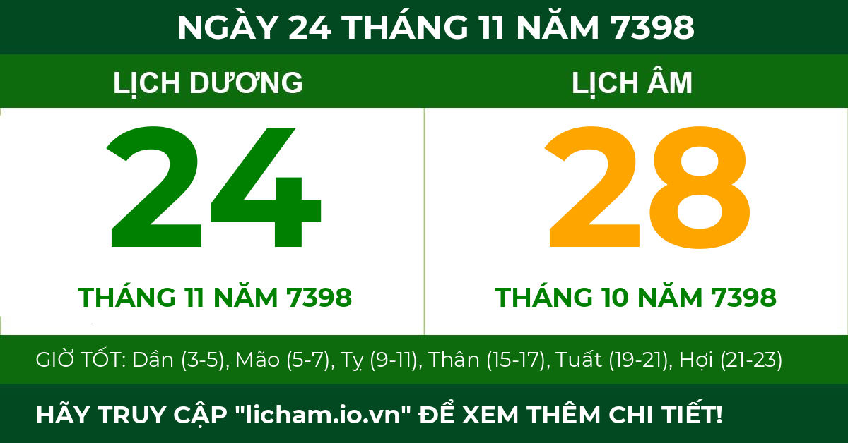 lịch âm ngày 24 tháng 11 năm 7398
