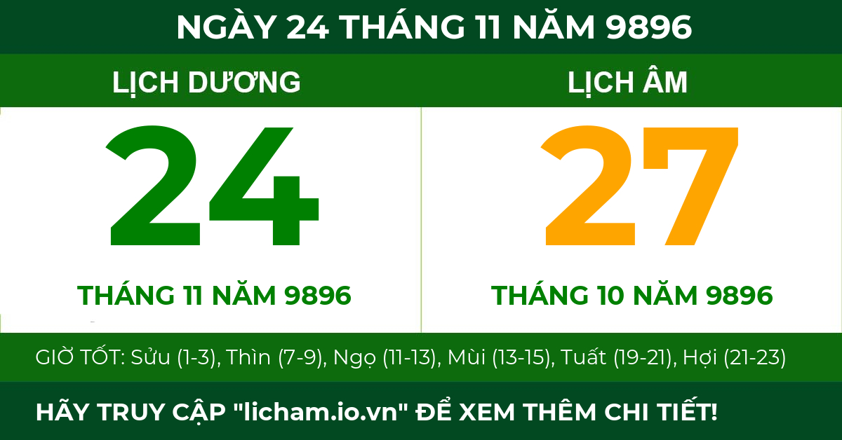 lịch âm ngày 24 tháng 11 năm 9896