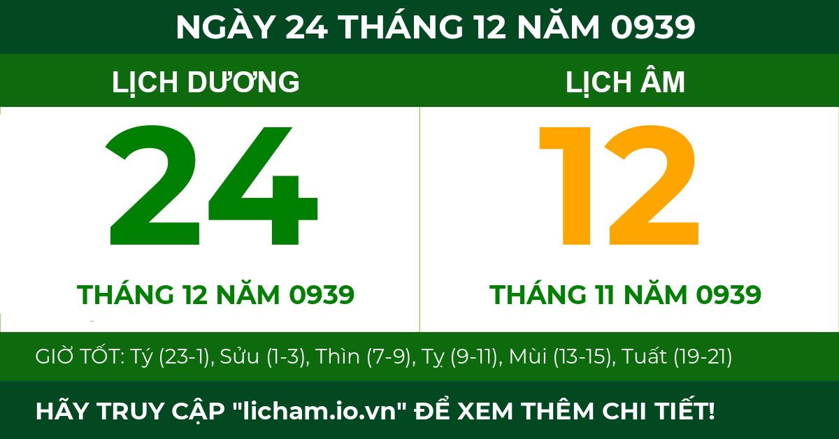 lịch âm ngày 24 tháng 12 năm 0939