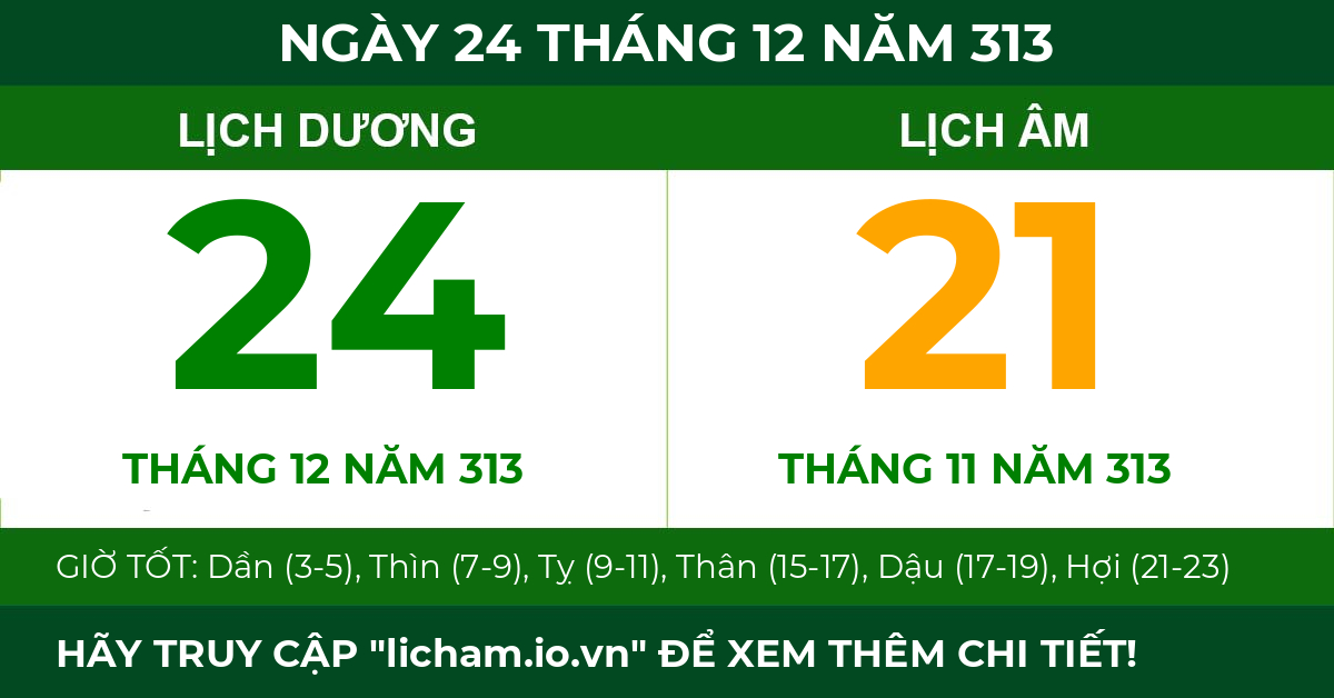 lịch âm ngày 24 tháng 12 năm 313