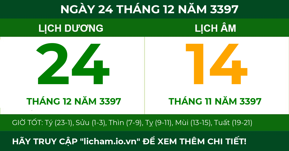 lịch âm ngày 24 tháng 12 năm 3397