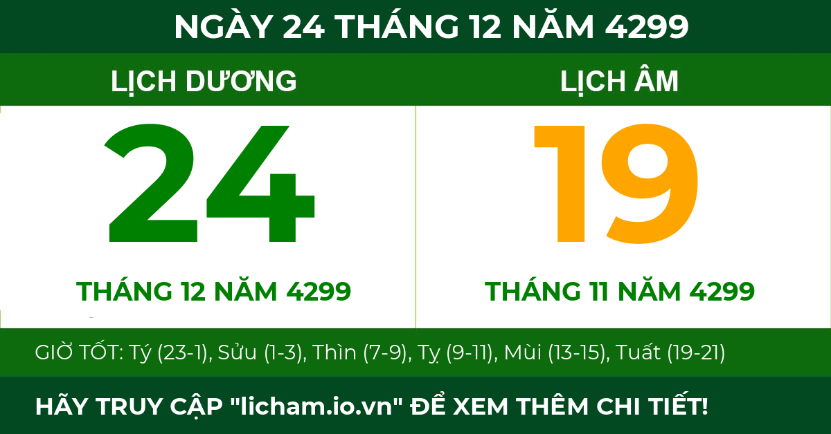 lịch âm ngày 24 tháng 12 năm 4299