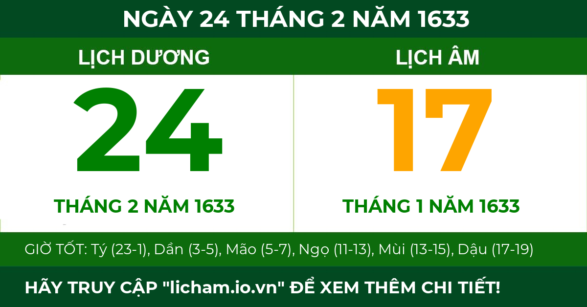 lịch âm ngày 24 tháng 2 năm 1633