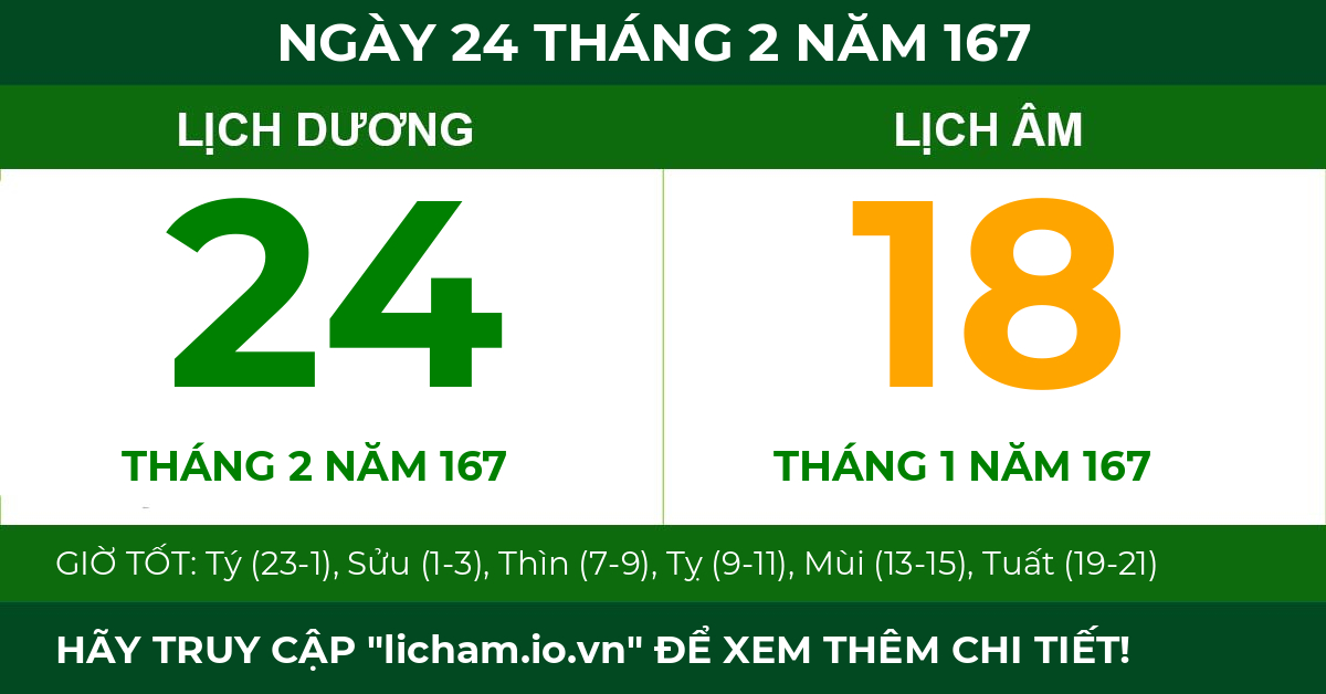 lịch âm ngày 24 tháng 2 năm 167