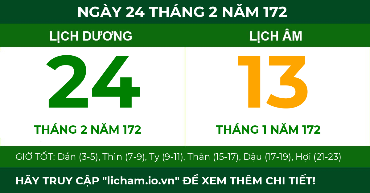 lịch âm ngày 24 tháng 2 năm 172