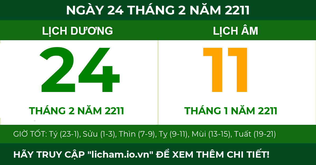 lịch âm ngày 24 tháng 2 năm 2211