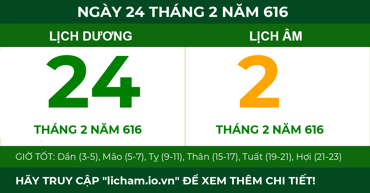 lịch âm ngày 24 tháng 2 năm 616
