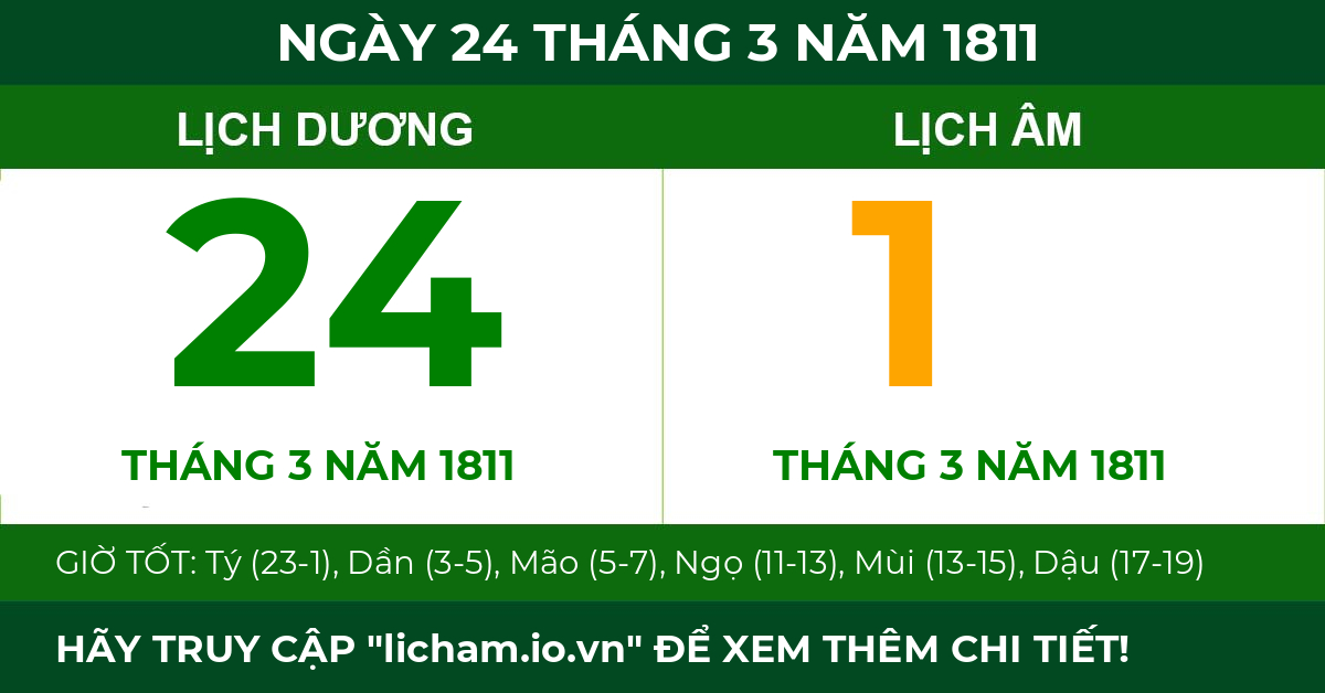 lịch âm ngày 24 tháng 3 năm 1811