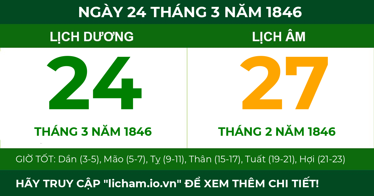 lịch âm ngày 24 tháng 3 năm 1846