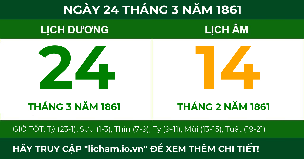 lịch âm ngày 24 tháng 3 năm 1861