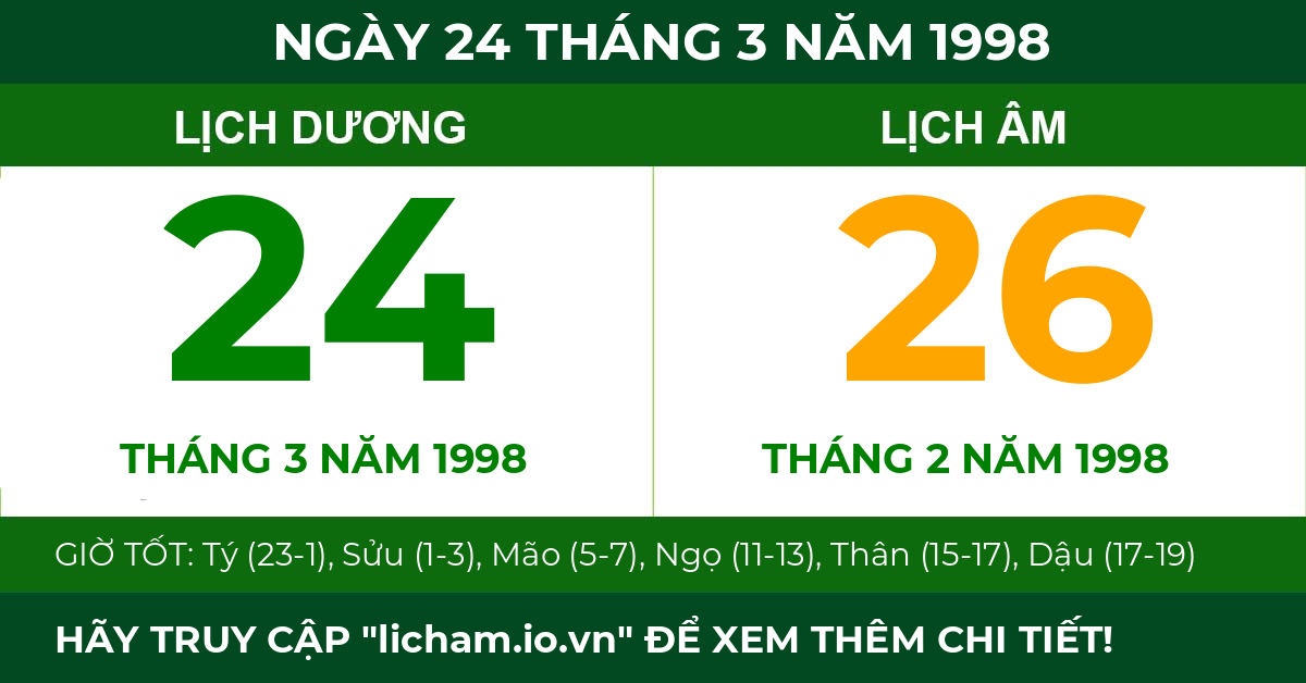 lịch âm ngày 24 tháng 3 năm 1998