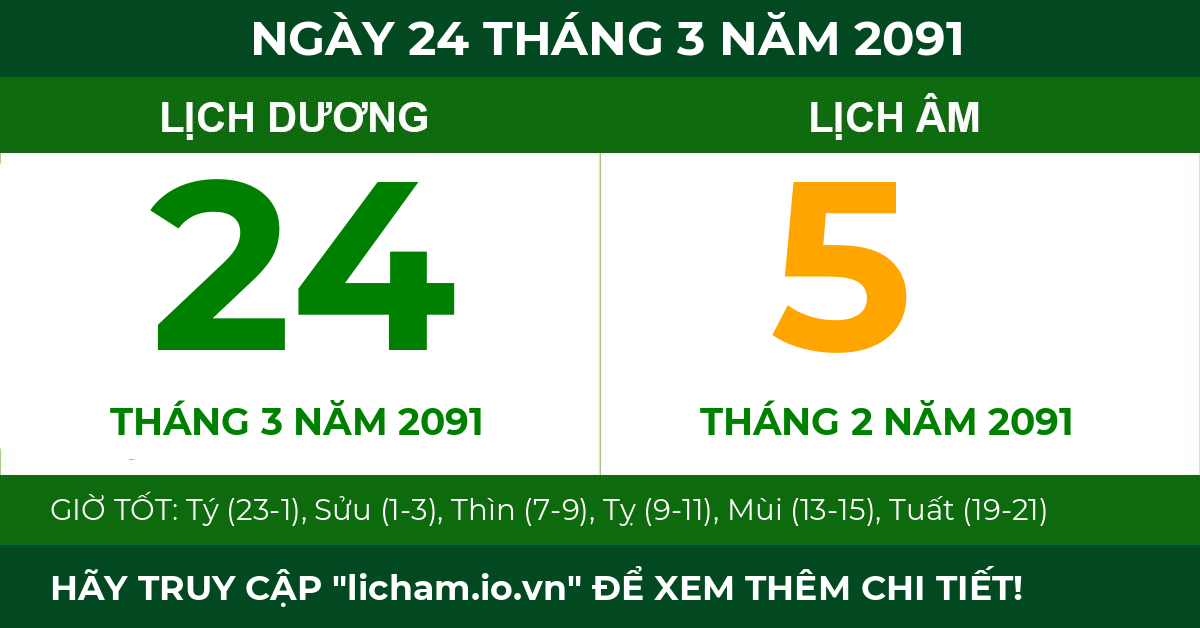 lịch âm ngày 24 tháng 3 năm 2091